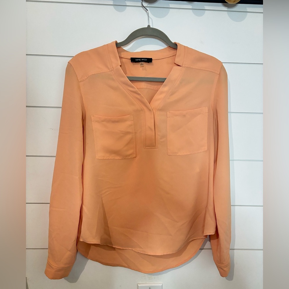 Nine West Womens Surplice Work Wear Blouse size small
